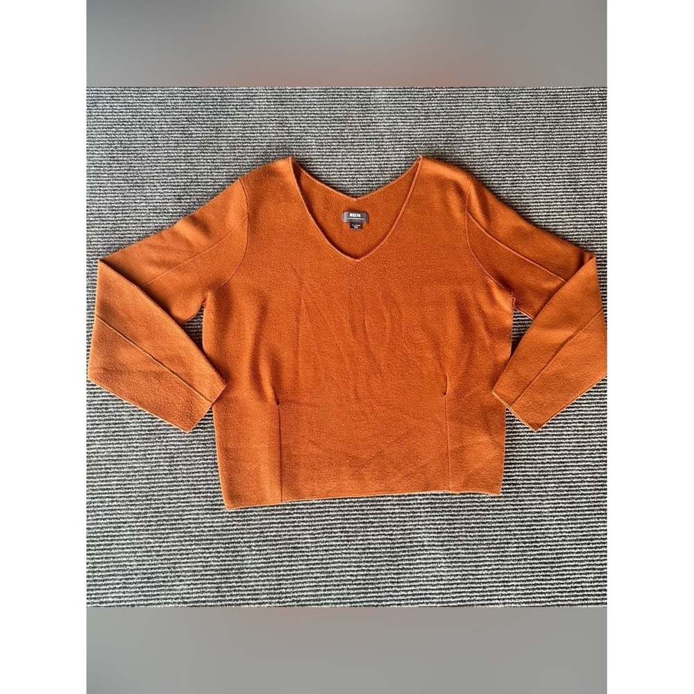 Maeve by Anthropologie Burnt Orange V-Neck Knit Sweater XL Rust Long Sleeve Top